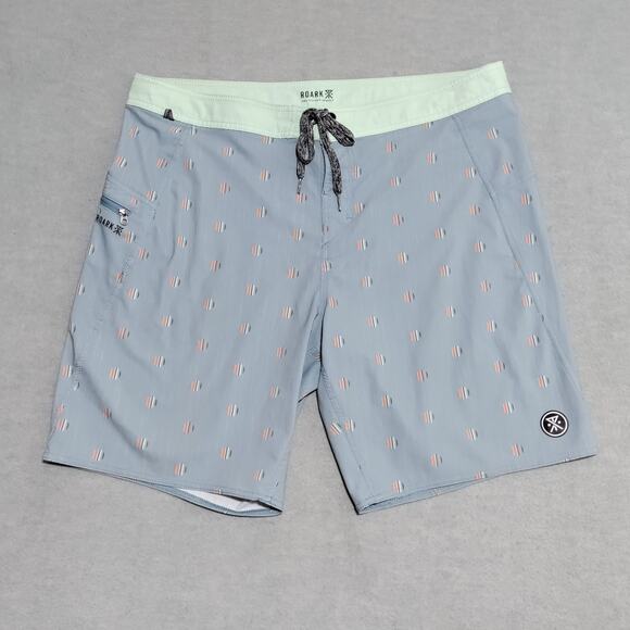Roark Swim Trunks Board Shorts Mens 36 Savage Series 9" Blue Green Geometric - Picture 2 of 14